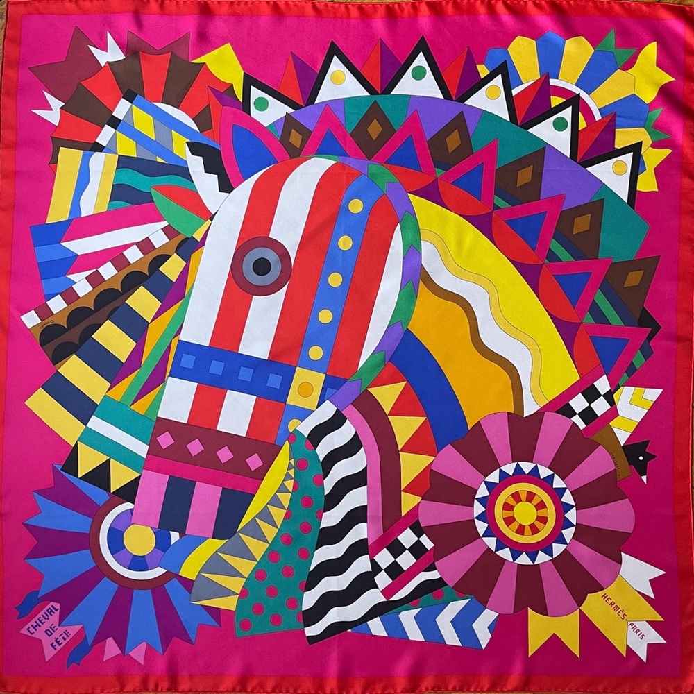 New w/tags and box-HERMÈS CHEVAL de FÊTE Silk Scarf 2021 designed by Jan Bajtlik - Picture 3 of 8